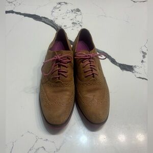 Cole Haan Brown Leather Women Shoes with Pink Accents